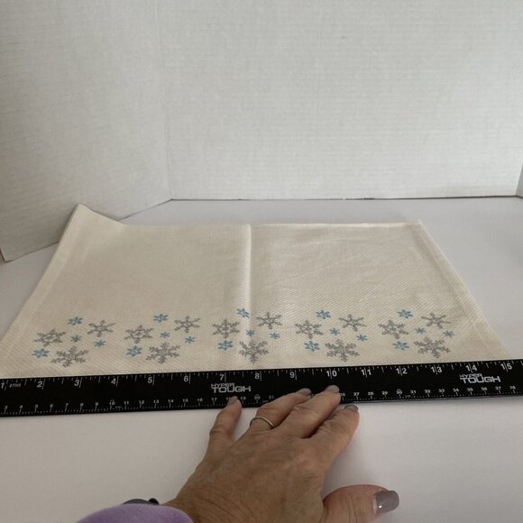 Department 56 Time to Celebrate 100% Cotton Towels (2)  Embroidered Snowflakes - Picture 7 of 10